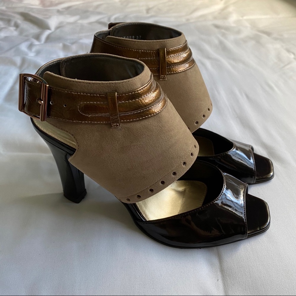 Charles & Keith Brown Suede Strap Heels